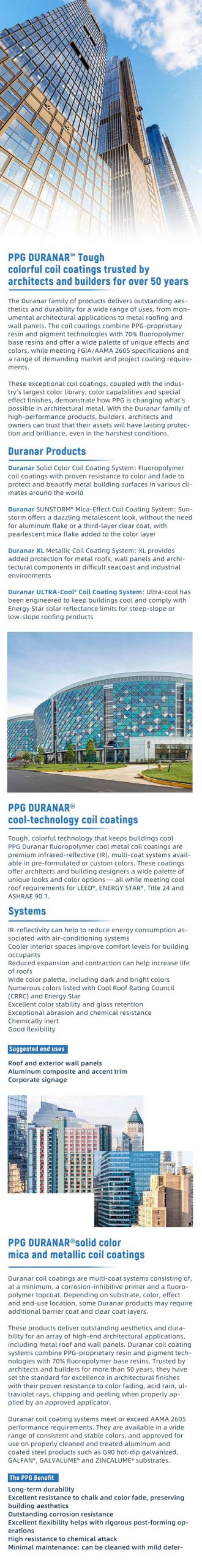 PPG DURANAR® cool-technology coil coatings