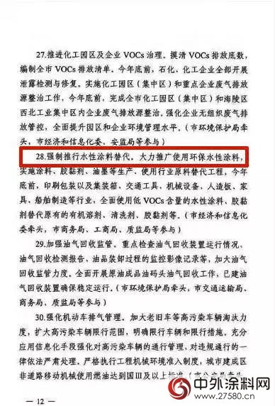 泰州市政府发文，明令要求强制使用水漆"119987"