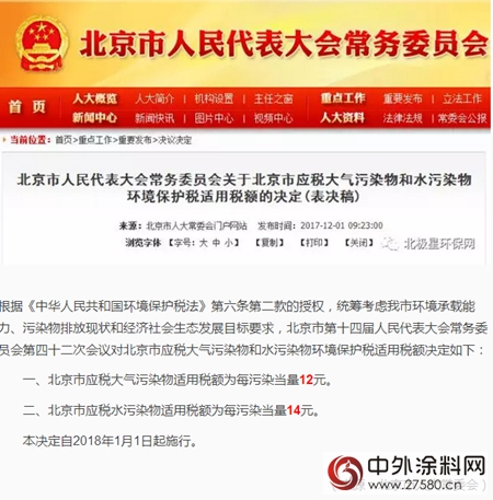 环保税：明年1月1日实施！四类对象成征收重点，VOCs未被纳入；31省市应税税额公布，北京最高...