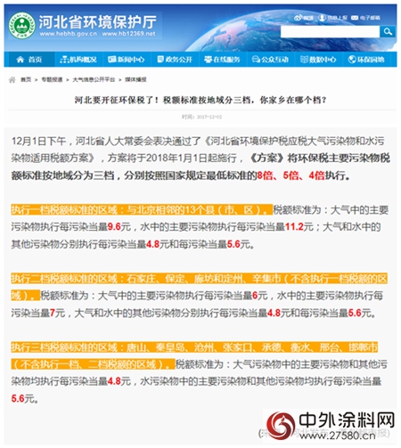 环保税：明年1月1日实施！四类对象成征收重点，VOCs未被纳入；31省市应税税额公布，北京最高...