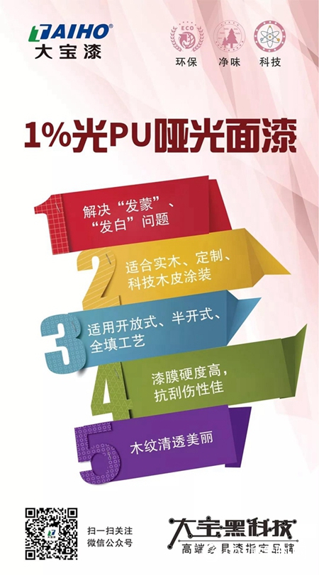 大宝1%光泽PU哑光面漆：超哑光、不发蒙，实木家具必备！