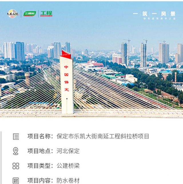 三棵树助力承载世界三项之最——乐凯大街南延工程斜拉桥顺利通车