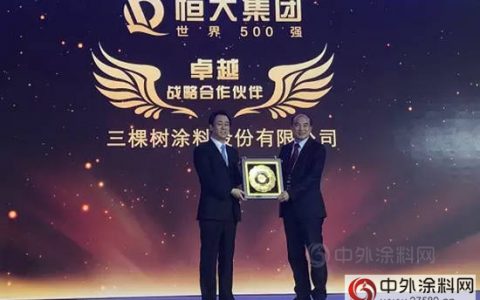 三棵树第七次蝉联“恒大优秀供应商”，涂料行业内唯一获得“恒大集团卓越战略合作伙伴”荣誉称号！