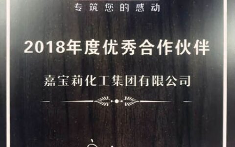 嘉宝莉荣获中骏集团“2018年度优秀合作伙伴”奖