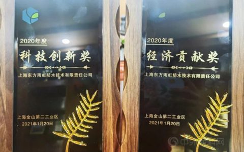 东方雨虹荣获“2020年度经济贡献奖”、“2020年度科技创新奖”