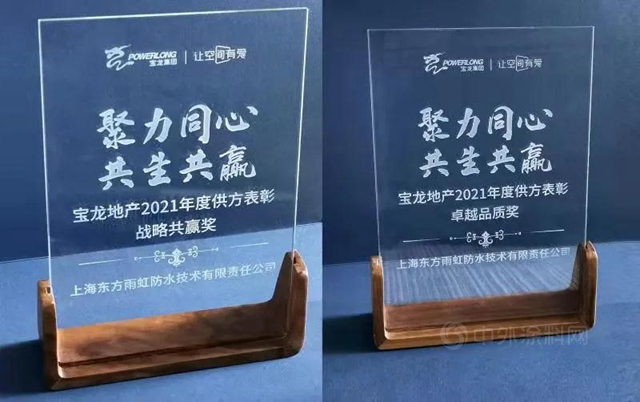 东方雨虹获“卓越品质奖”“战略共赢奖”