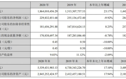 营收增长23.17%！利润下降9.92%，飞凯材料2020年营收18.64亿元