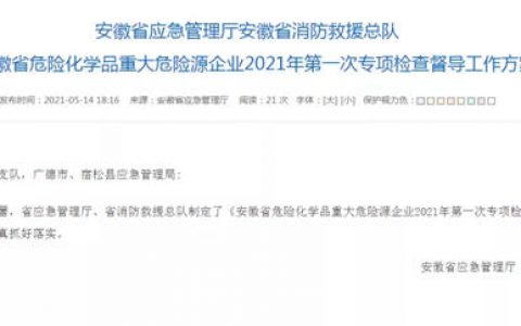 为期1个半月！安徽省开展危化品企业专项检查督导！