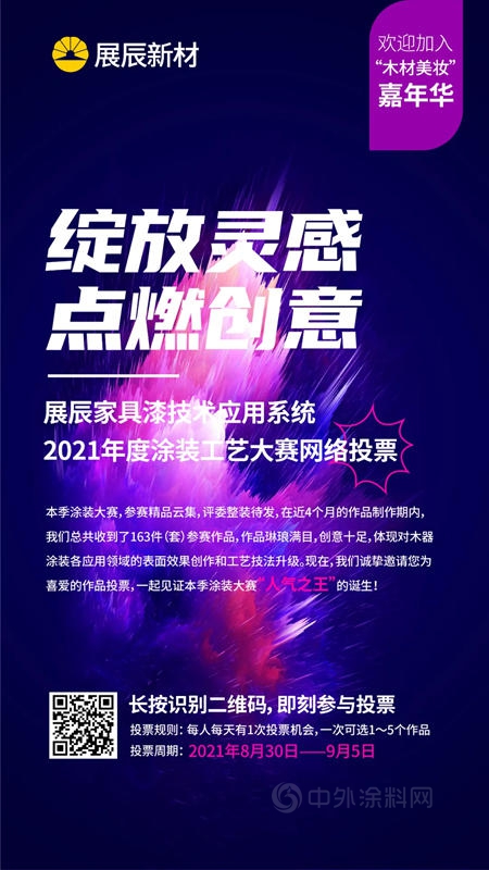 展辰家具漆2021年度涂装大赛网络投票启动，快来pick您喜爱的作品！