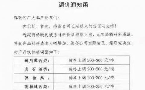 七连涨！乳液巨头巴德富再发涨价函！