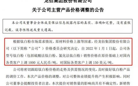 钛白粉价格锁定明年继续开涨！钛白粉企业又要“割韭菜”？