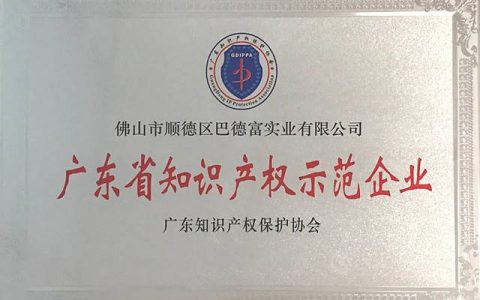 巴德富荣膺“广东省知识产权示范企业”