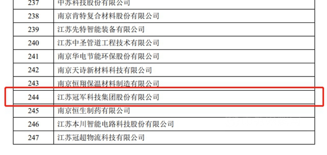 冠军集团荣获江苏省“专精特新”小巨人企业荣誉称号