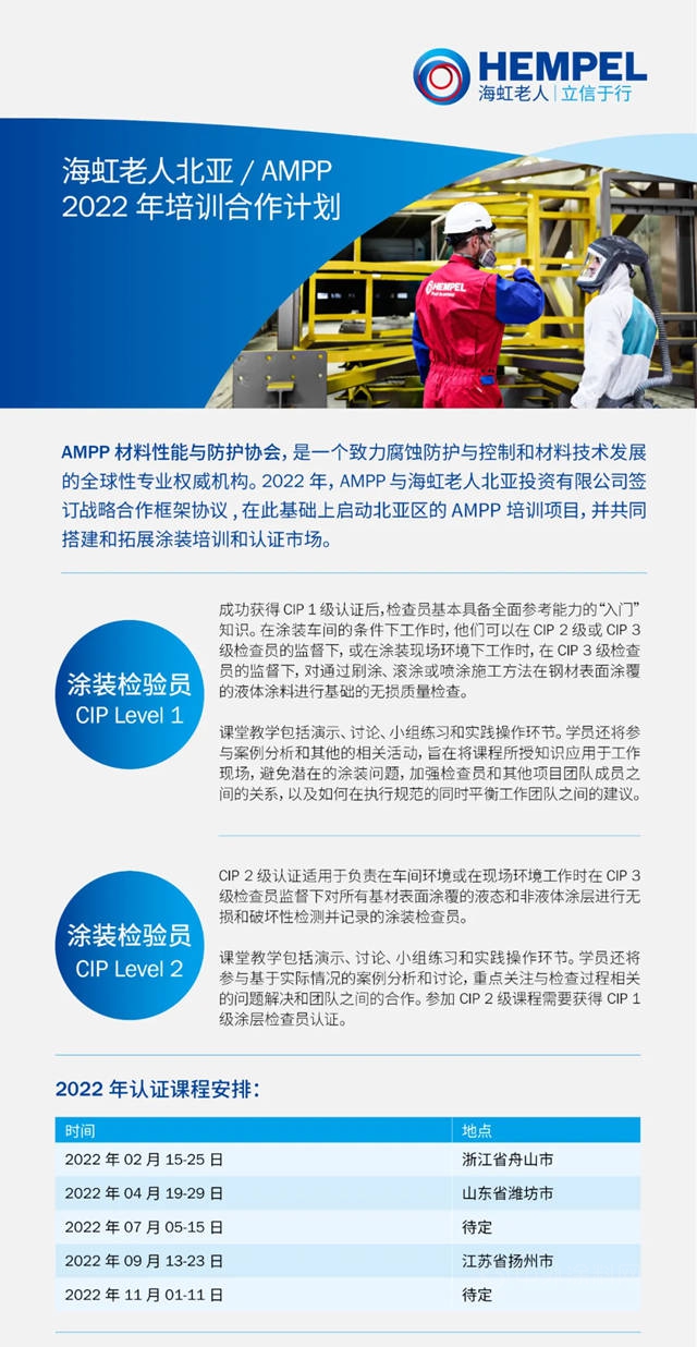 2022年海虹老人北亚/ AMPP培训合作计划