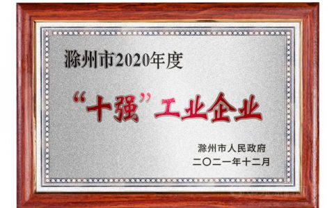 亚士创能科技（滁州）有限公司荣获滁州市人民政府2020年“十强”工业企业