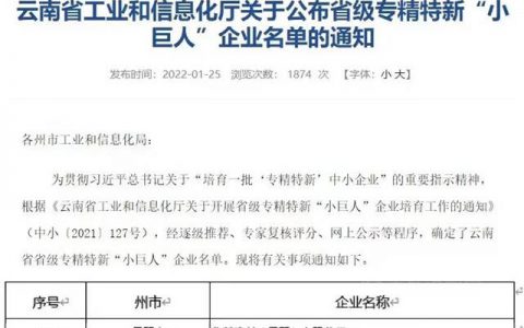 昆明北新入选云南省专精特新“小巨人”企业名单