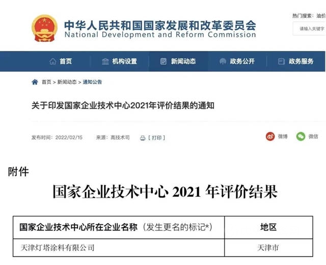 灯塔涂料荣获2021年度天津市科学技术进步奖