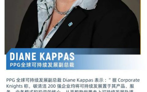PPG荣登Corporate Knights发布的碳清洁200榜单，被公认为可持续性油漆和涂料的顶级生产商