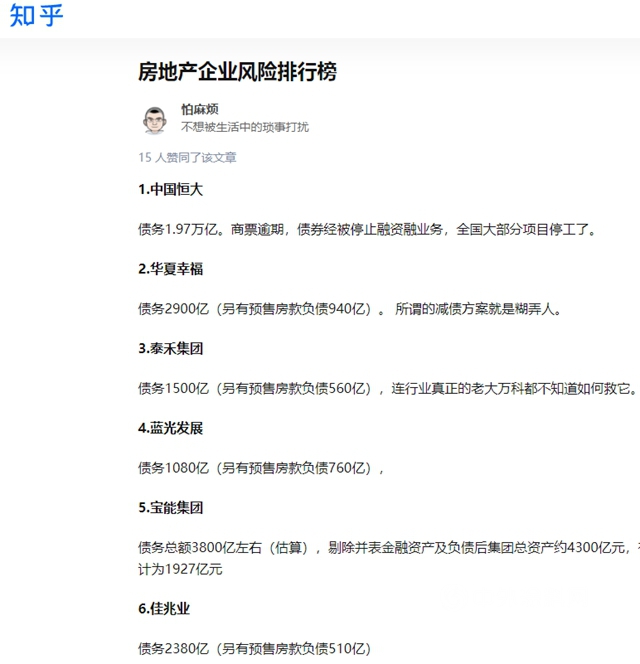 小心踩雷！知名涂企高管的一份地产公司风险名单曝光