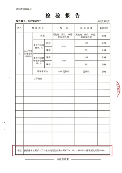 远超国家标准！北新防水通过一项行业领先产品专项检验!