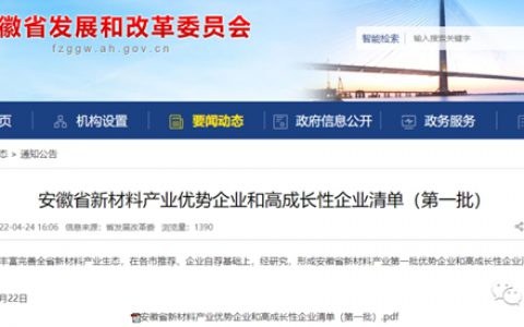 安徽省新材料产业第一批优势企业清单公布，旭阳位列其中！