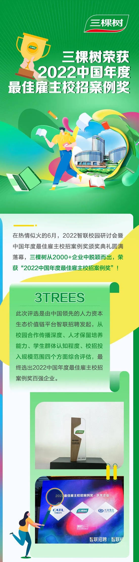 三棵树荣获2022中国年度最佳雇主校招案例奖
