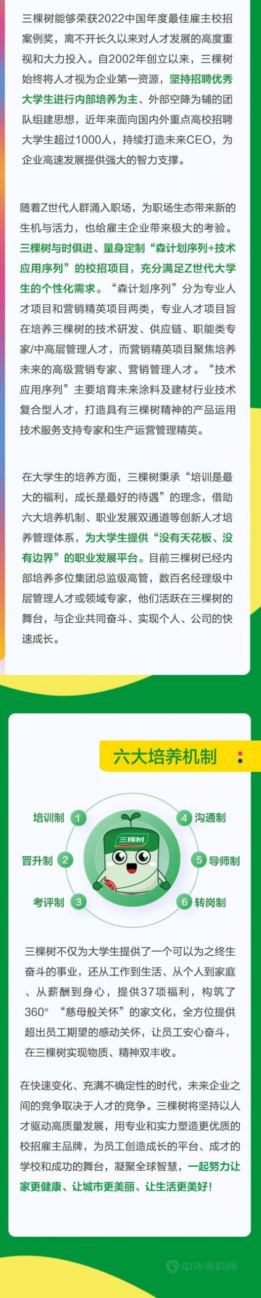 三棵树荣获2022中国年度最佳雇主校招案例奖