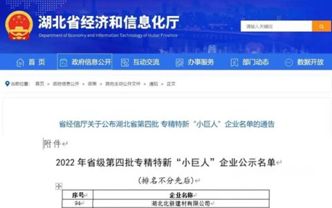湖北北新入选湖北省专精特新“小巨人”企业名单