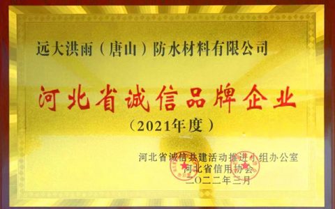 远大洪雨荣获“河北省诚信品牌企业”荣誉