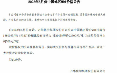 万华两次涨价有悬念！化工原料七成普降