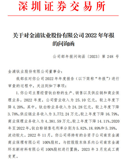 三年投资亏损3.64亿！金浦钛业收年报问询函