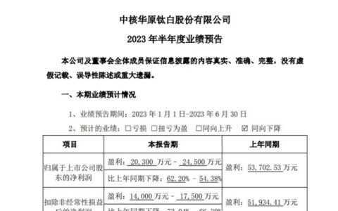 三家上市钛企半年考“失利”：一家亏损，两家利润腰斩