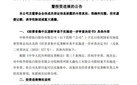 收购新天鑫化工股权案不实施被国家市场监督管理总局审查