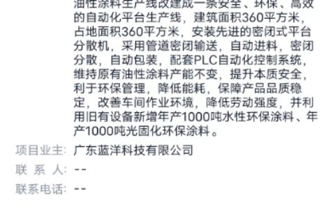 家具漆企业5000吨涂料升级项目获批