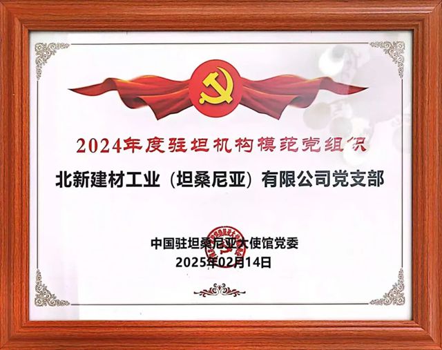 坦桑北新荣登中国建材股份2024年度十佳国际化优秀企业榜单