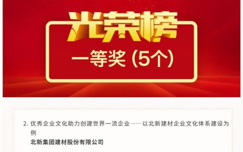 北新建材荣获中国建材集团“善思”政研课题优秀成果一等奖