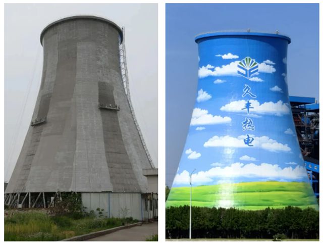 鱼童助力宁波久丰热电冷却塔“美颜”成功！“绿色”画卷为城市添彩！