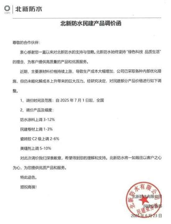 扛不住了！东方雨虹、科顺后，北新防水再涨12%，涂料价格会涨吗？