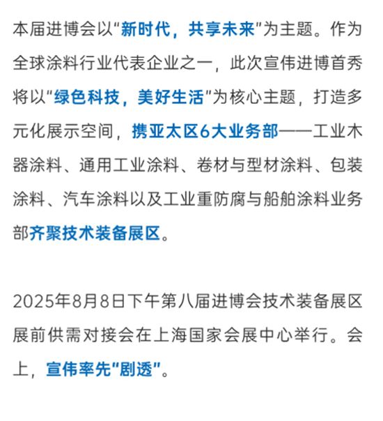 官宣！宣伟首次亮相第八届进博会！