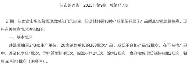 甘肃省涂料抽检结果曝光！唯独这家涂企被点名
