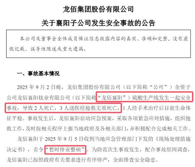 5死1伤！全球最大钛白粉企业突发事故，35万吨产能停摆，旺季供应告急？