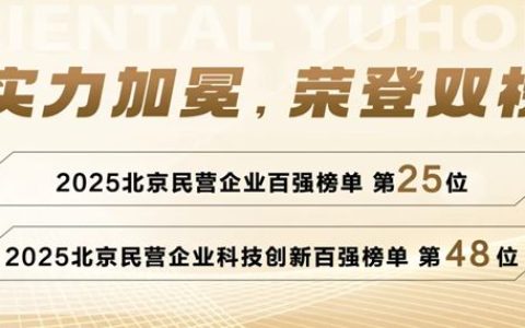 再获殊荣，东方雨虹上榜2025北京民营企业双榜单
