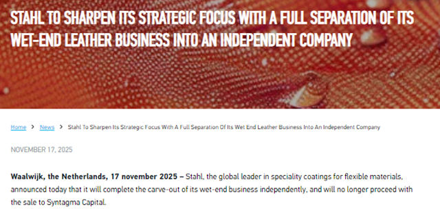 斯塔尔选择独立剥离皮革水场业务