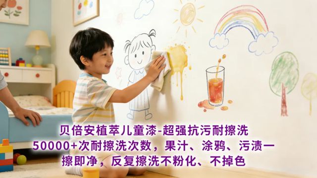 紫荆花贝倍安植萃系列儿童漆，生物基配方，儿童房的安心之选！