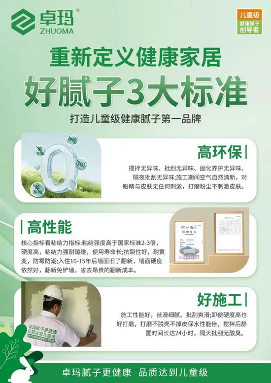 卓玛儿童级腻子多维实力谱写“好材料”筑起“好房子”！