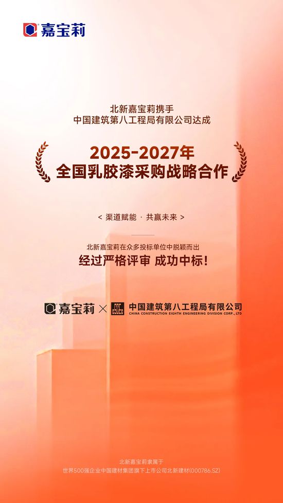 嘉宝莉 | 中标+2！再添大型央企客户，为业绩增长再添确定性！