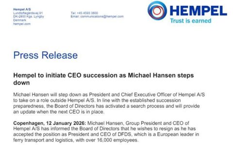 海虹老人CEO辞职，跳槽至物流巨头DFDS