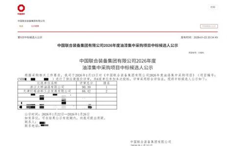 北新涂料中标中联装备2026年度油漆集采项目