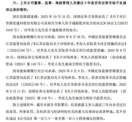 被监管处罚3次的凯伦股份董事总经理，离婚给前妻1.5亿股票！引发高度关注