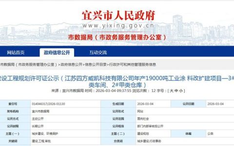年产近20000吨工业涂料！四方威凯江苏改扩建项目获关键突破